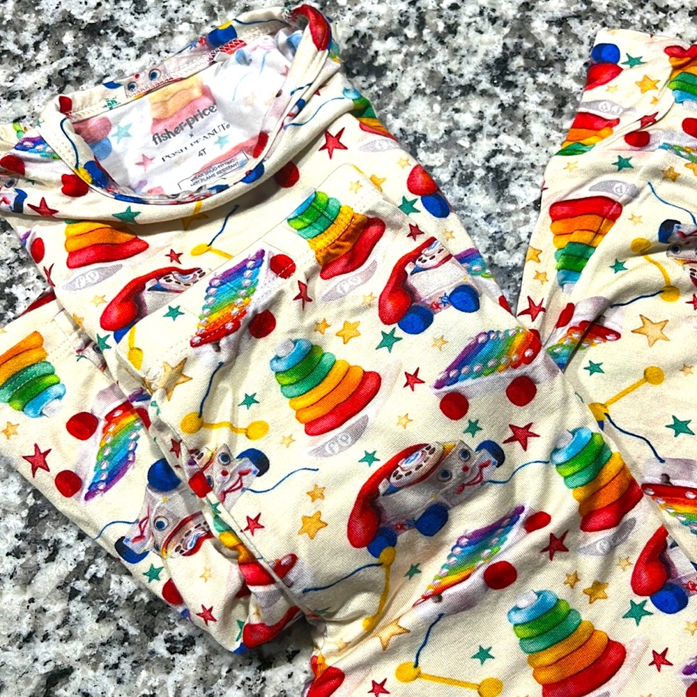 Posh peanut x fisher price vintage fisher price 4T pajama set- EUC never worn